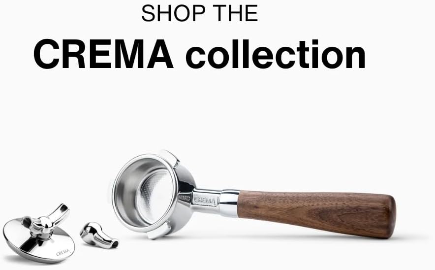 Crema Coffee Products 54mm Bottomless Naked Portafilter | Compatible with 54mm Breville Machines | Includes Double Shot Filter Basket | Sandalwood