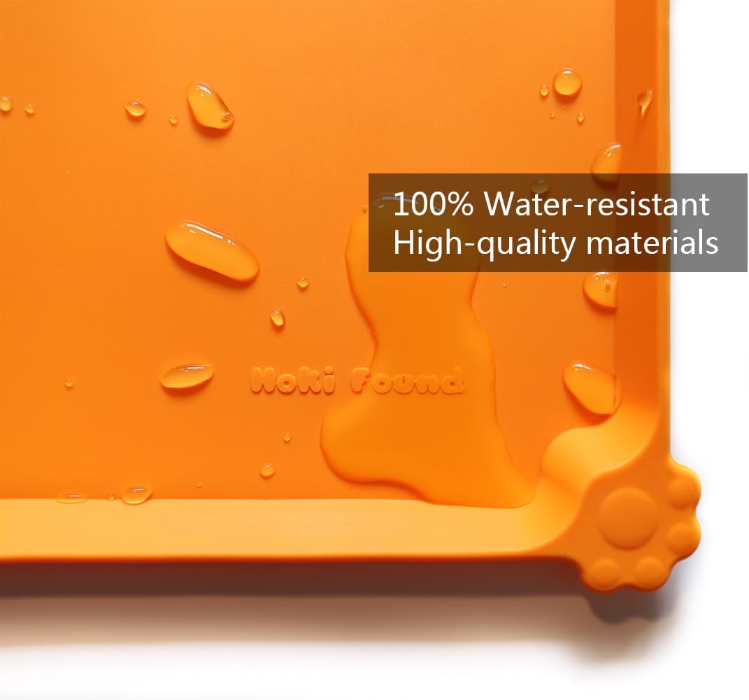 Hoki Found L Silicone Non Slip Pet Dog Cat Bowl Mats - Placemat - Feeding Mat - Waterproof - For Carpet - Orange
