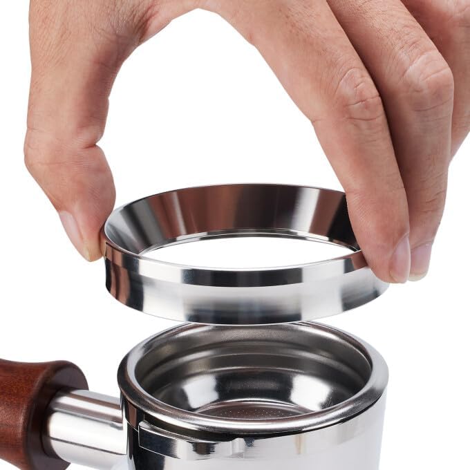 58mm Magnetic Espresso Dosing Funnel & Puck Screen Set - 304 Stainless Steel Coffee Dosing Ring Compatible with Rancilio, Gaggia, All 58mm Portafilters