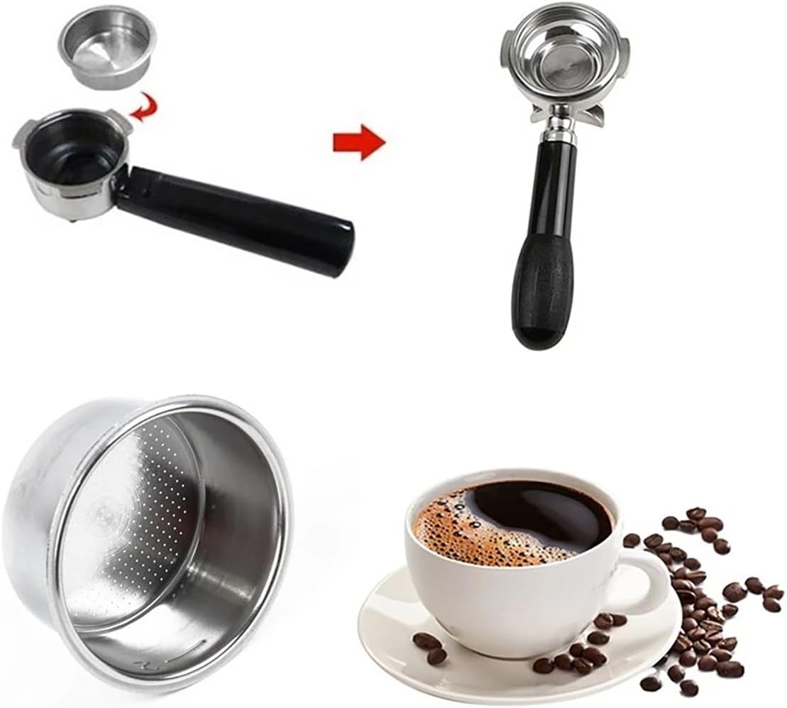 1 Pc Stainless Steel Coffee Filter, 51mm Pressurized Espresso Filter Basket for Portafilter Machines Espresso Machine Parts Compatible with Gevi/CASABREWS/CAPRESSO (2 Cups Capacity)