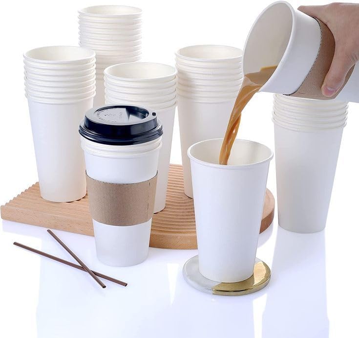 Paper Cups 20 oz 200 Pack for Coffee & Tea Made in USA | Bulk 200 Count for Home, Office, Restaurants & Parties | Recyclable Disposable 20 Ounce To-Go Cups for Hot Drinks