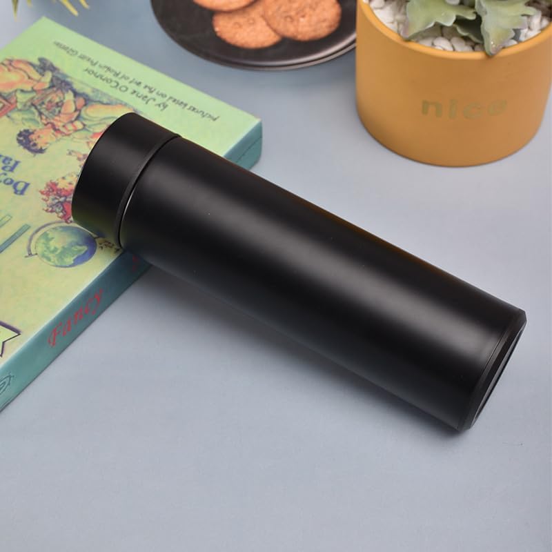 Insulated Water Bottles- Vacuum Tumbler for Coffee, Tea and Drinks with Stainless Steel Infuser - 15 oz Tea Thermo Travel Bottle/Keeps Drinks Hot or Cold for Hours/Gift Packing(Black)