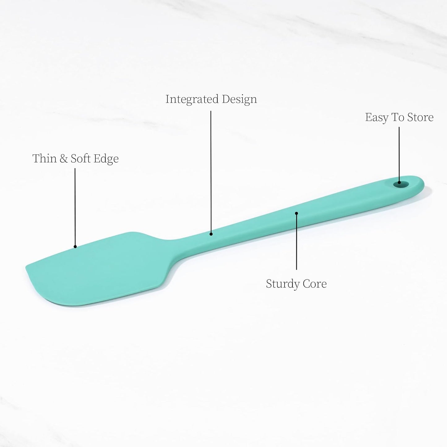 600ºF Heat Resistant Spatula, 11.34 inch High Heat Food Safe Semless Kitchen Silicone Scraper for Cooking Baking Mixing Scraping Stirring Nonstick Cookware Pan Bowl (Turquoise)