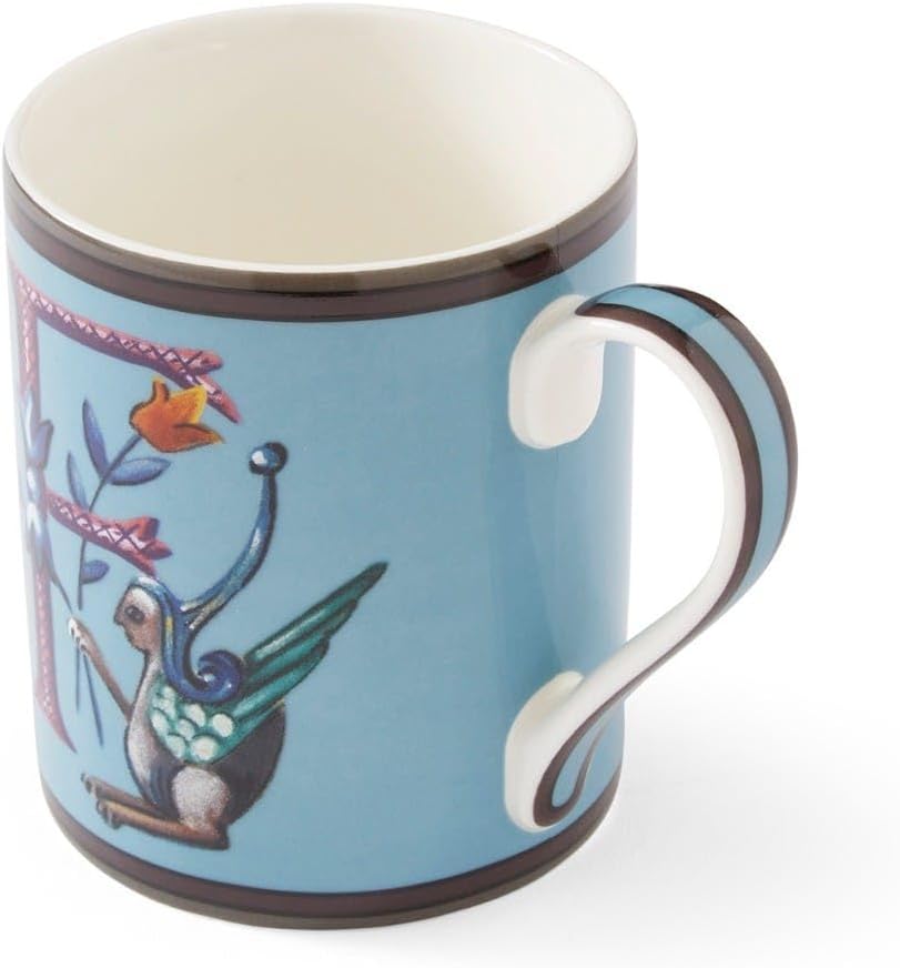 Spode Kit Kemp 12oz Mug, F Initial - Fine China Coffee Cup with Floral Alphabet Design, Custom Letter Mug for Unique Gift Giving - Personalized Kitchen Drinkware, Dishwasher Safe & Stylish