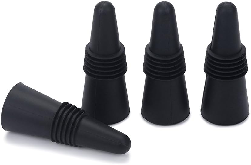OHMAXHO Wine Stoppers (Set of 5), Silicone Wine Bottle stopper and Beverage Bottle Stoppers, Black