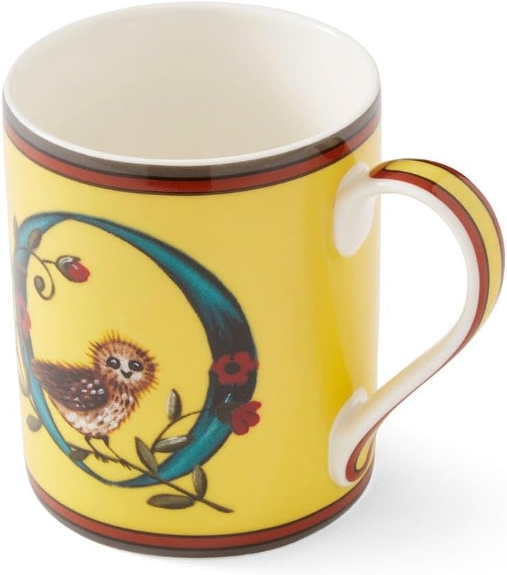 Spode Kit Kemp 12oz Mug, O Initial - Fine China Coffee Cup with Floral Alphabet Design, Custom Letter Mug for Unique Gift Giving - Personalized Kitchen Drinkware, Dishwasher Safe & Stylish