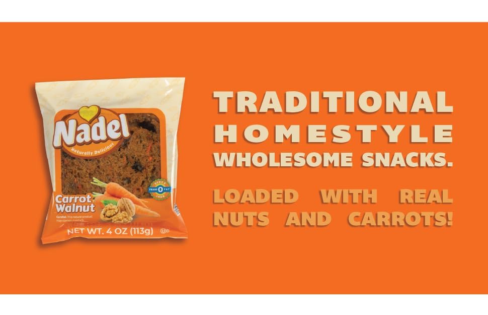 Nadel - Naturally Delicious Sweet Breads Variety Pack (Banana Walnut, Cappuccino Chocolate Chip, Carrot Walnut, Zucchini Walnut). (4 Pack, 1 Bread Per Flavor)