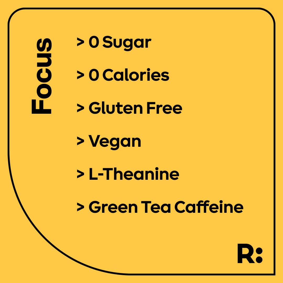 Ryde: Focus Shot | Orange Flavor | L-Theanine & Ginseng | Green Tea Caffeine | Vitamins B2 & B7 | 0 Calories, 0 Sugar | 2 FL OZ Shots | Supports Focus* (24 Pack)
