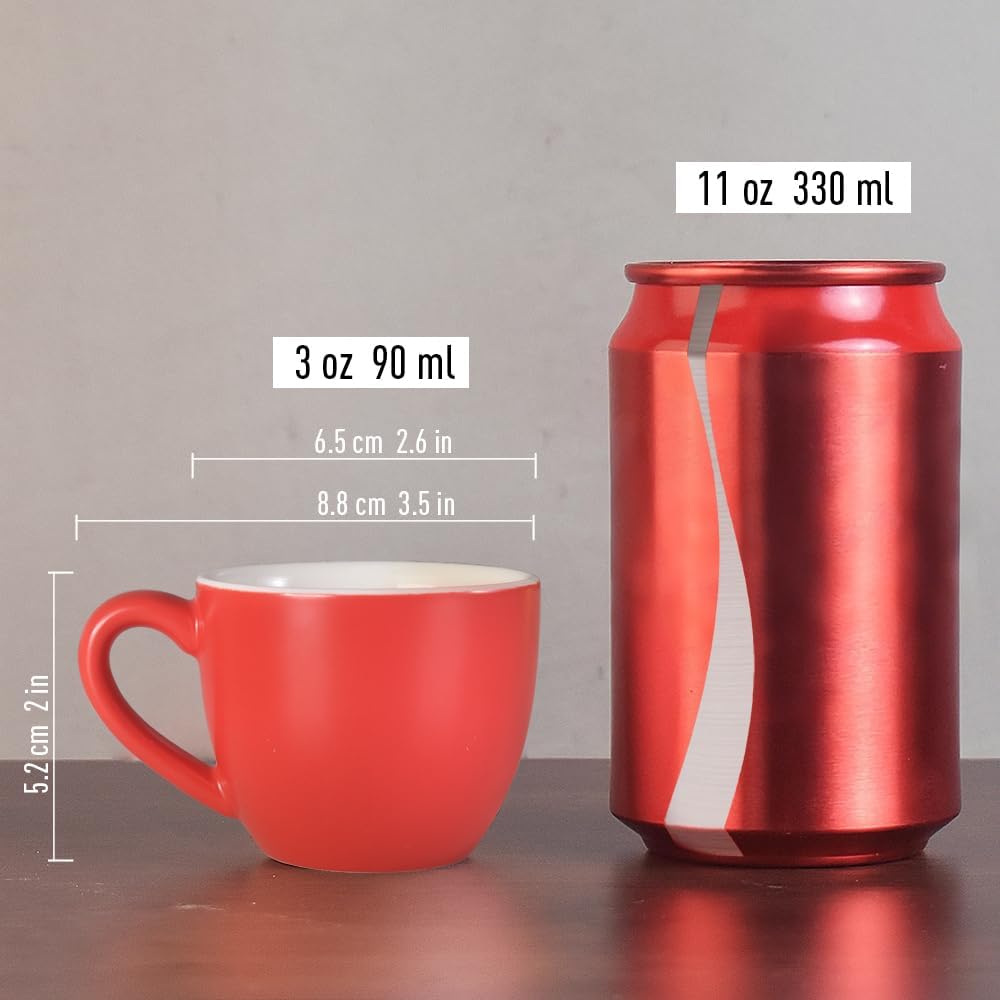 homEdge Mini Procelain Espresso Cup, 3 Ounces / 90 ml Tiny Coffee Mugs Demitasse for Espresso, Tea- Red