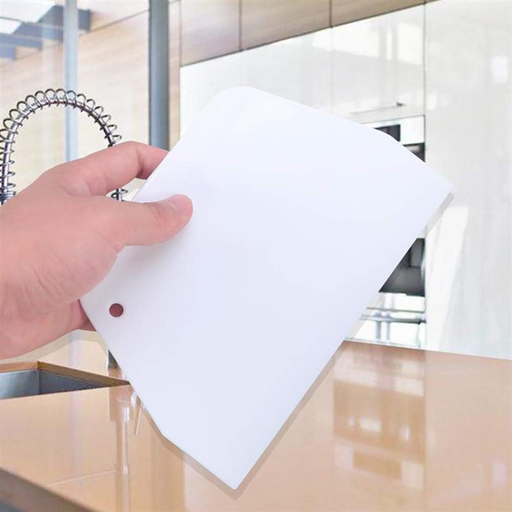 Luckycivia 3-Piece Trapezoidal Plastic Scraper - Multi-Function Kitchen Tool for Pizza Dough, Pastry, Cake (White)