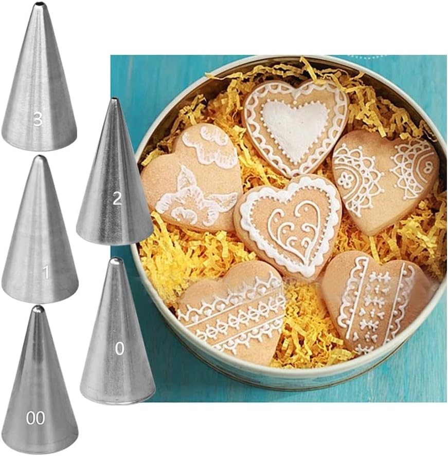 Small Round Piping Tips Set,Icing Piping Nozzles Frosting Tips for Pastry,Writing,Cake Cupcake Cookie Decorating,5 Pcs