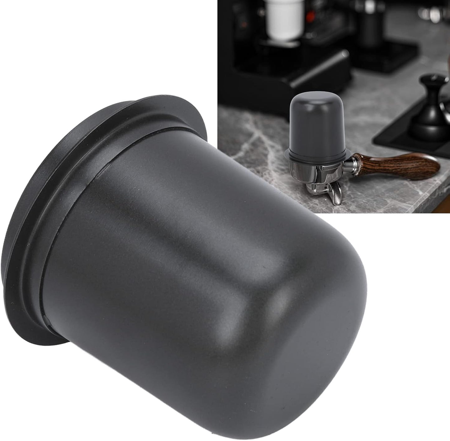 Espresso Dosing Cup Sturdy Stainless Steel Coffee Making Dosing Cup, 150ml 58mm Universal Inverted Coffee Powder Cup for Coffee Machine, 2.7x2.3x2.9in Espresso Cup Release Hand Kit (Silver) (Green)