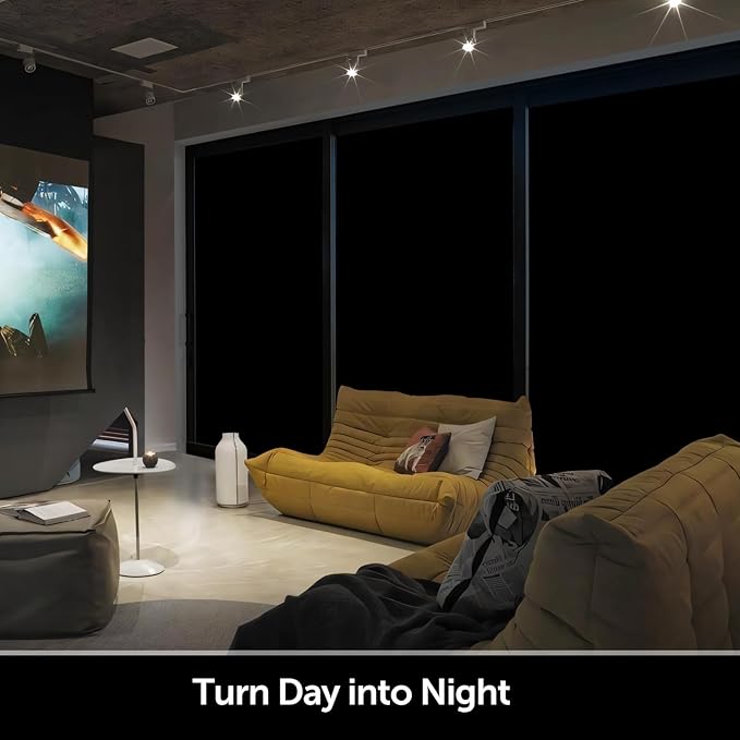 HIDBEA Mirror Blackout Window Film,100% Light Blocking Room Darkening Window Privacy Film,Mirror Glass Window Film Heat Control,Removable Window Cover Tint for Day Sleep(Mirror Black,17.3in x 13.1ft)