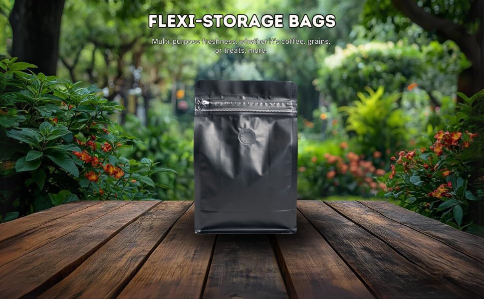 Premium Coffee Bags with Valve (100 pcs, 8 oz) Standing Coffee Beans Storage Bags, Reusable Heat Sealable Side Zipper Pouches, Eco-Friendly Packaging, Perfect for Home and Office - White