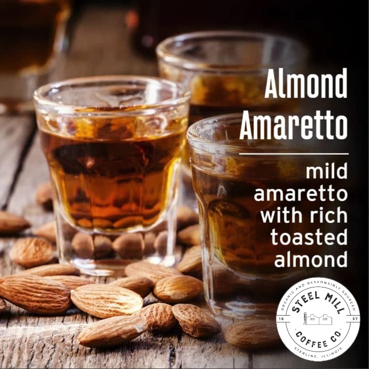 Steel Mill Coffee Co. - Almond Amaretto Flavored Coffee - Ground - Regular - Medium Roast - 100% Arabica Beans - Vegan - Gluten-Free - Sugar-Free - 2lb Bag