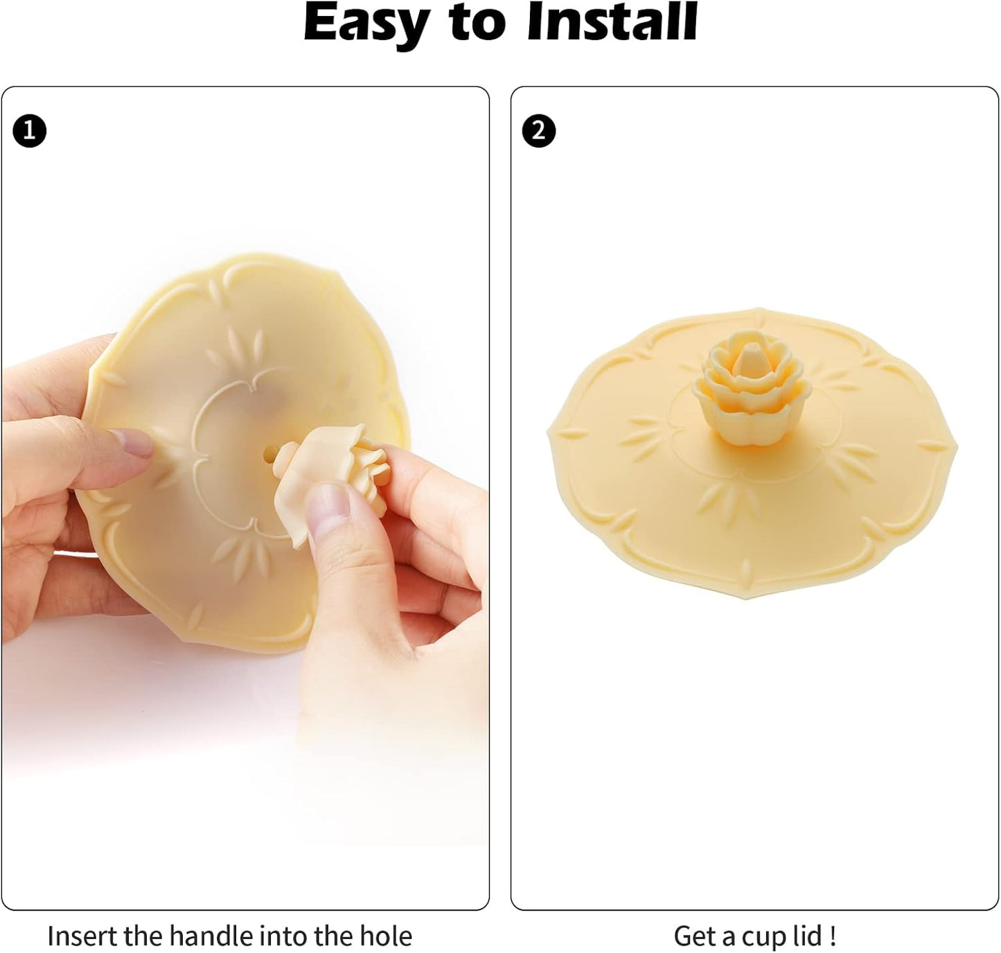 rose Silicone Cup Covers (Set of 4) , Multicolored Silicone Lids for Mugs, Cups, Tea Pots,Flexible Mug Covers,Hot Cup Lids for Coffee & Tea