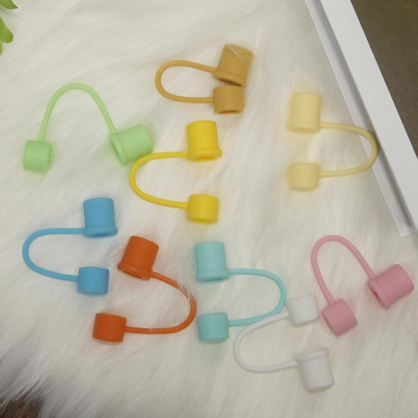 Straw Toppers for 10mm/0.39inch Diameter Straw Cover, compatable for Stanley/Owala Tumblers, Food Grade Silicone. (5pcs-Basics-White)