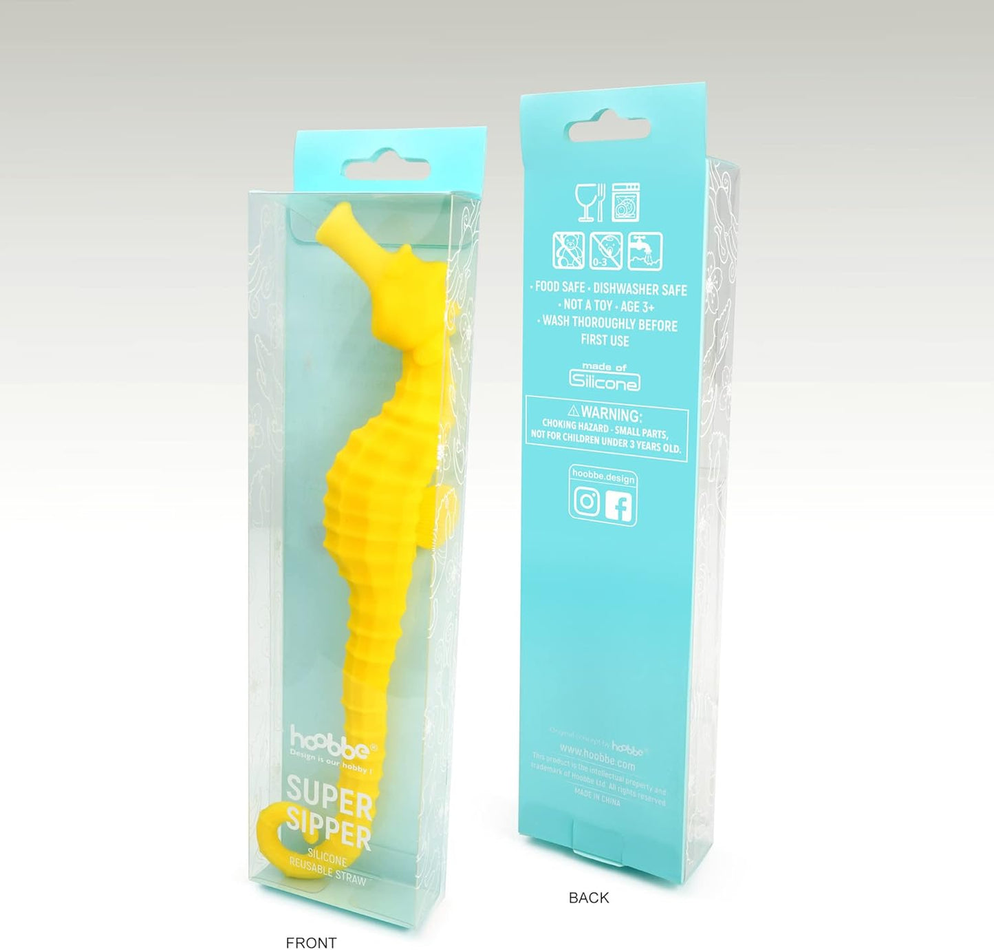 Hoobbe Silicone Reusable Animal Straw for kids, Fun and cute for Pool Side Party, Birthday Party, Under the Sea Party, BPA Free, Dust-Proof and Dishwasher Safe (Seahorse), 1 straw per pack