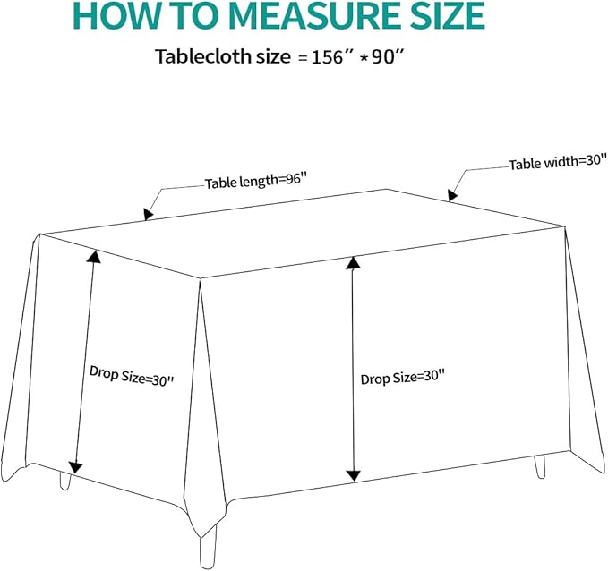 Surmente Black Tablecloth 90 x 156-inch Rectangular Polyester Table Cloth for Weddings, Banquets, or Restaurants