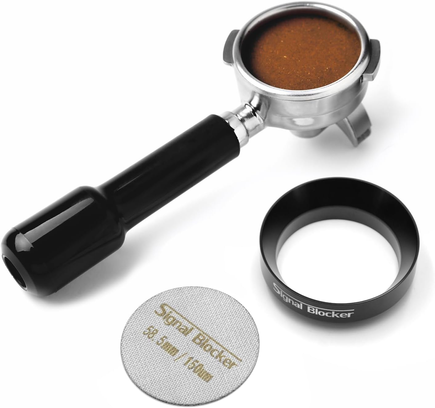58mm Espresso Dosing Funnel & 58.5mm Puck Screen for Gaggia: Magnetic Coffee Dosing Ring Aluminium Metal - Reusable 1.7mm Thickness 150μm Puck Screen 316 Stainless Steel | Fits All 58mm Portafilters
