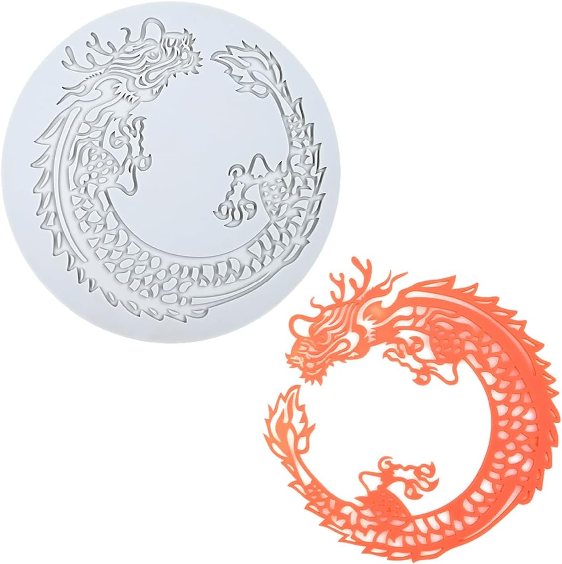 TUKE 3D Cake Lace Mold Fondant Silicone Mold Lace Mat Embosser Texture Silicone Mould Fondant Chocolate Stencil Border Bakeware Cake Decorating (J_ Dragon)