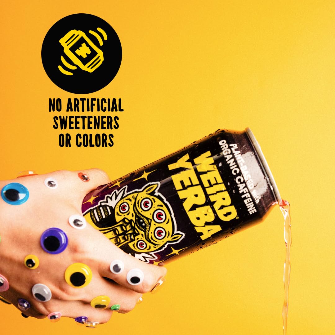 Drink Weird Organic Acai Pomegranate Yerba Mate – 16oz Cans, 160mg Organic Caffeine, Pack of 12 – Antioxidant-Rich Energy Drink Alternative