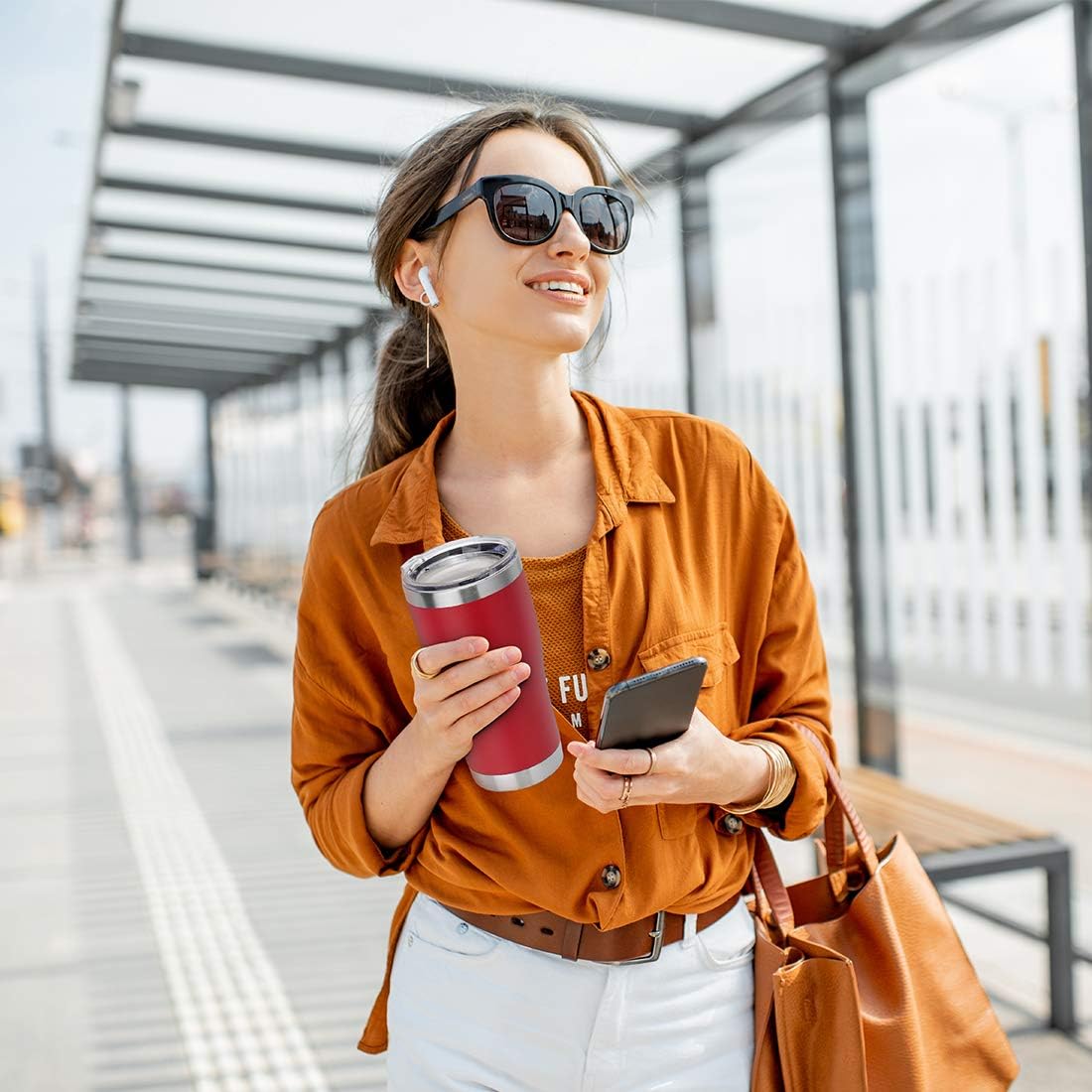 DOMICARE 20oz Tumbler with Lid Stainless Steel Tumblers Bulk, Double Wall Vacuum Insulated Coffee Travel Mug Powder Coated Tumbler, 12 Pack Red