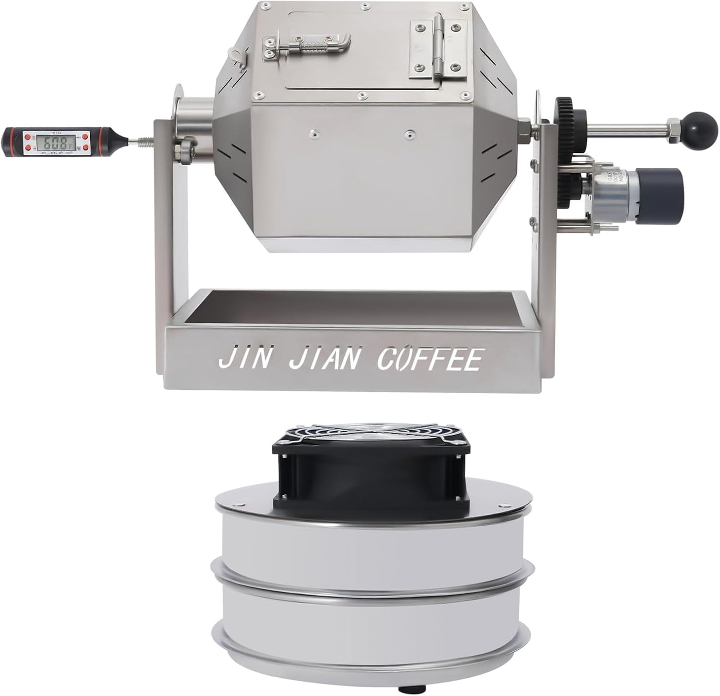 3.8L/3.45QT Coffee Roaster, Stainless Steel Coffee Bean Roaster with Cooler, 6 & 40 Mesh Sieves, Speed Controller, Thermometer, Drum Type Nuts Baker for Home and Commercial Use