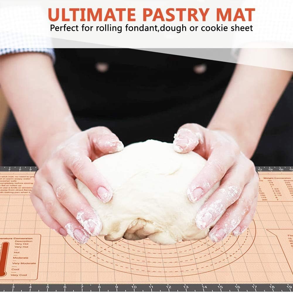 Pastry Baking Mat 28x20 Inch - Larger Silicone Baking Pastry Mat for Rolling Dough,Non Silp Silicon Dough Sheet Mat with Measurement,Perfect for Making Pie,Pizza