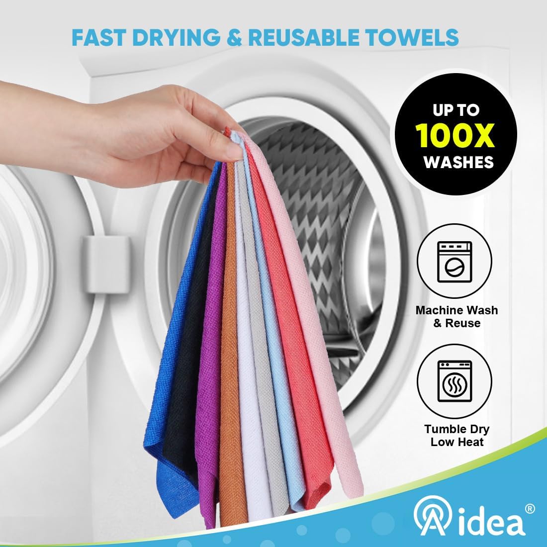 AIDEA Microfiber Cleaning Cloth Roll, 50PK, Tear Away Reusable Paper Towels Pink, Commercial Shop Rags, Microfiber Towels for Cars, Lint Free Cleaning Rags for House, Kitchen, Garage Shop, 11.5"×11.5"