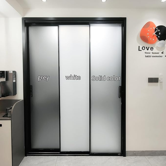 Frosted Glass Window Privacy Film Decorative, Bathroom Privacy Film for Glass Windows Cover, Static Cling, Removable, Reusable, Anti-UV, Anti-Glare, Heat Blocking,Gray,45.2X78.7Inch