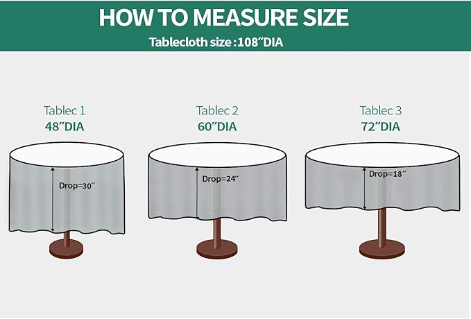 Surmente White Tablecloth for Round Tables, 108-inch Round Table Cloths for Weddings, Banquets, or Restaurants