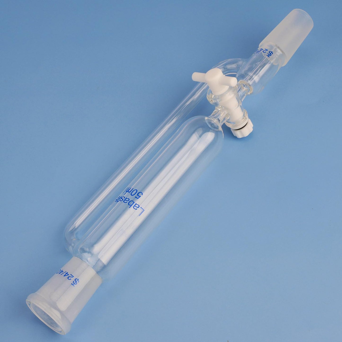 Labasics 50 ml Pressure Equalizing Addition Funnel, Borosilicate Glass Dropping Funnel 24/40 Joint with PTFE Stopcock for Laboratory