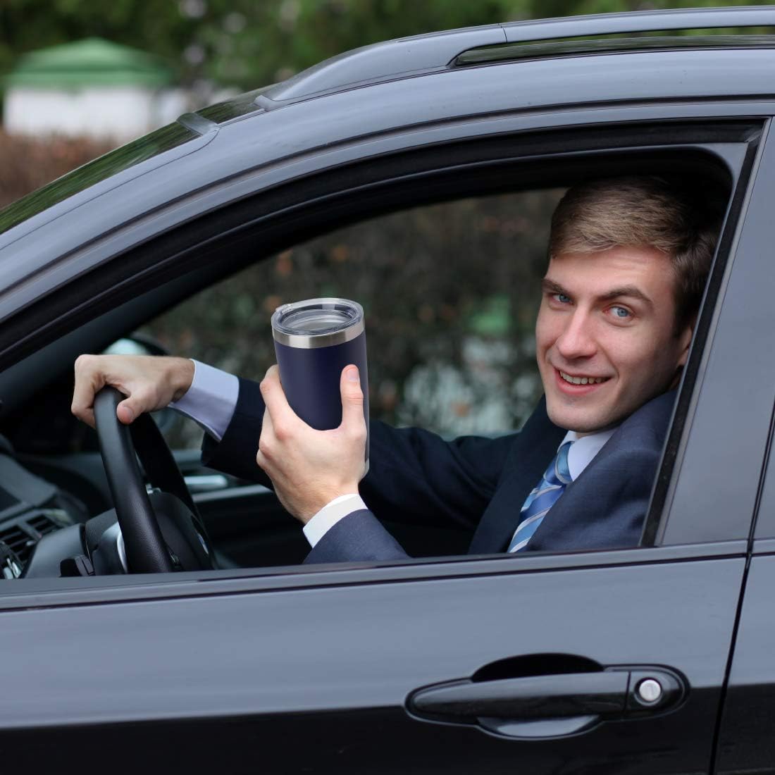 DOMICARE 20oz Tumbler with Lid Stainless Steel Tumblers Bulk, Double Wall Vacuum Insulated Coffee Travel Mug Powder Coated Tumbler, 4 Pack Navy