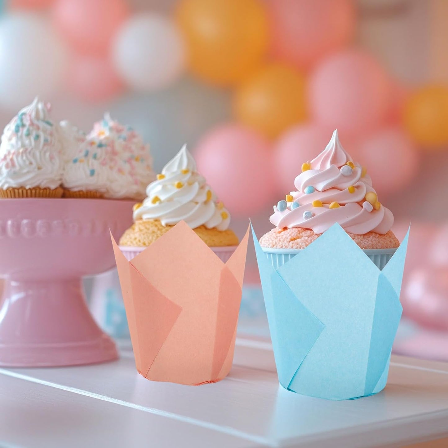 180Pcs Pastel Tulip Cupcake Liners Colorful Muffin Baking Cups Pink Blue Purple Yellow Orange Green Cupcake Wrappers for Spring Easter Holiday Party Supplies