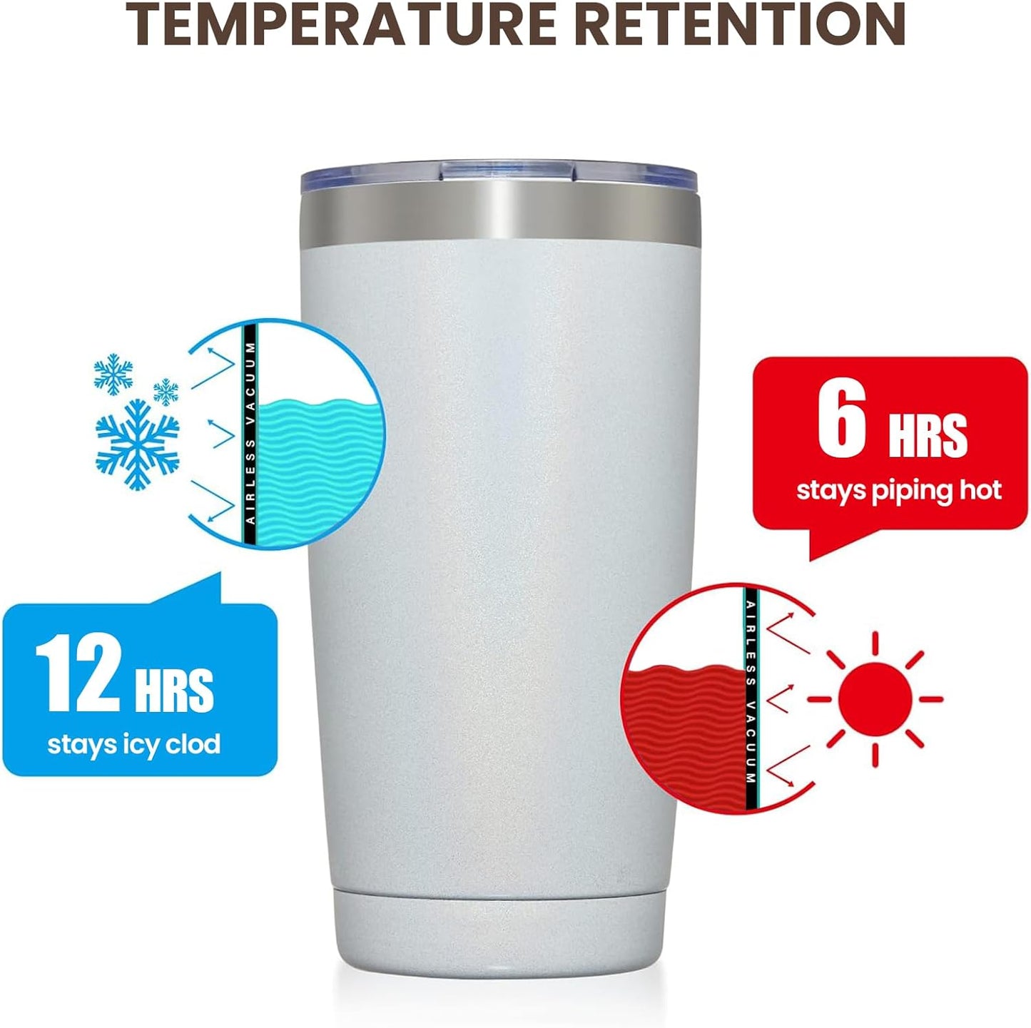 MEWAY 20oz Tumbler 4 Pack Double Wall Vacuum Insulated Travel Glitter Mug Bulk, Stainless Steel Tumblers with Lid and Straw, Powder Coated Coffee Cups for Woman(Rainbow White,Set of 4)