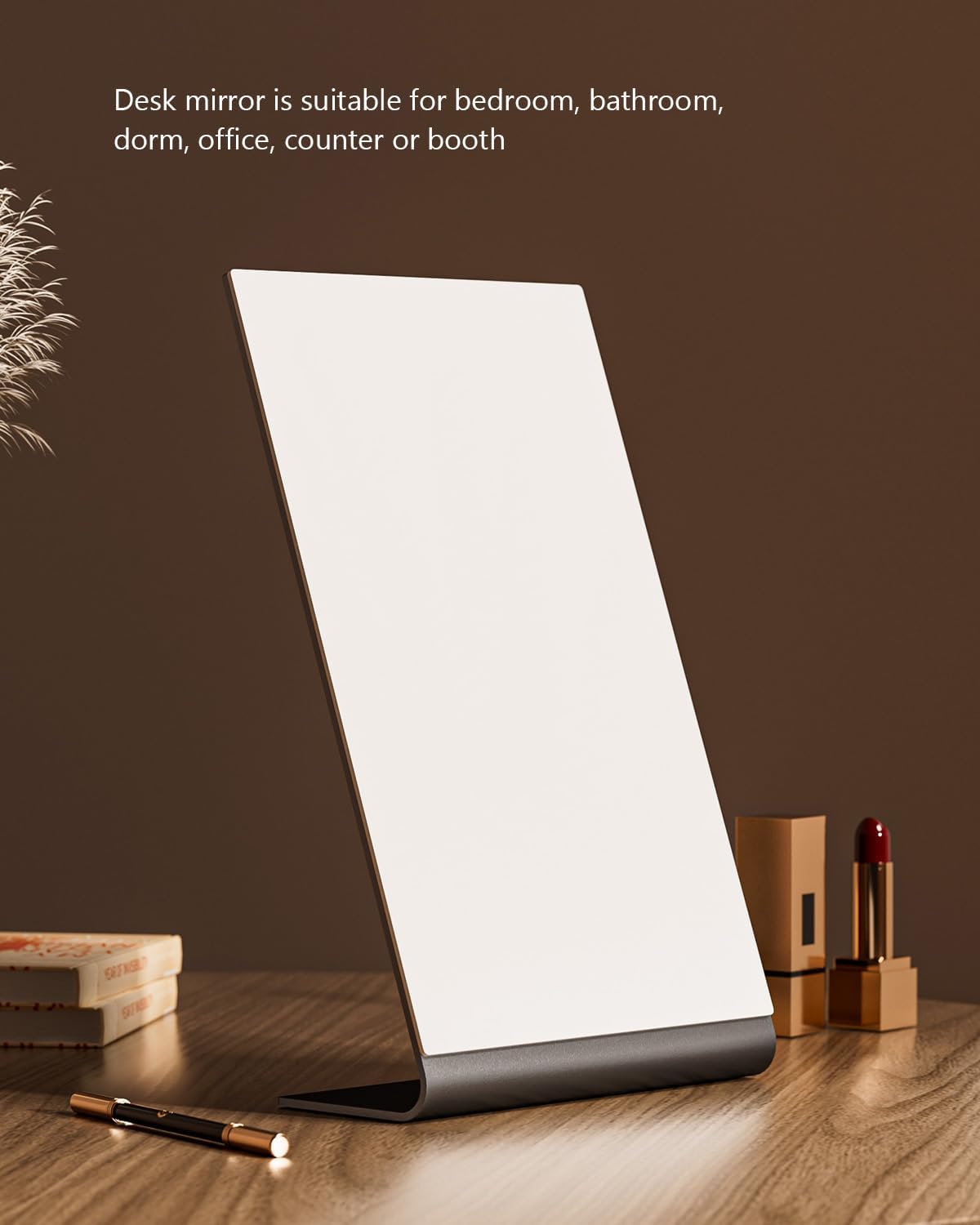 Rectangular Makeup Mirror for Desk, 12 inch Aluminum Free Standing Table Mirror, Bathroom Counter Mirror, Space Black