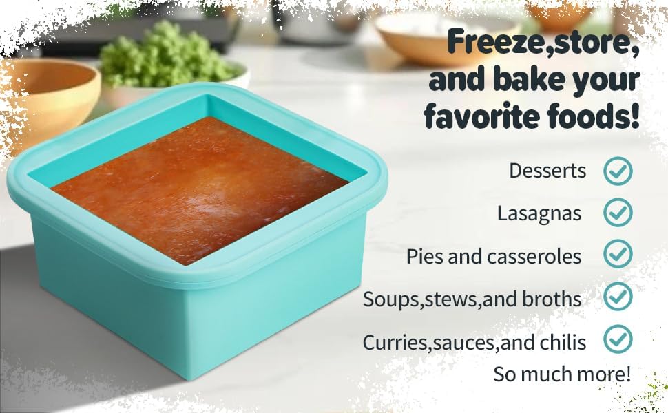 2-Cup Silicone Freezer Trays with Lids – Perfect for Meal Prep, Portion Control, and Easy Freezing-Meal Prep Container Molds for Soup,Leftovers (Bondi Mint, 4 Pack)