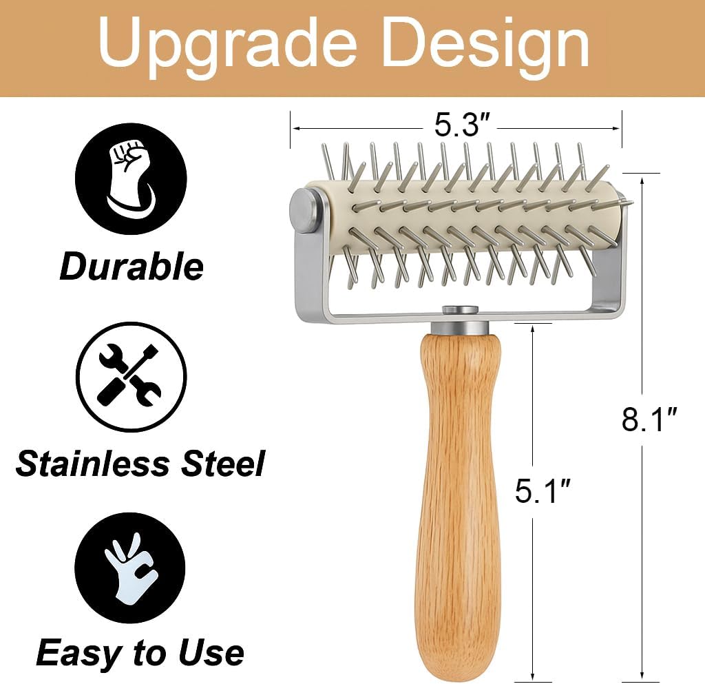 Pizza Dough Docker Roller Stainless Steel, Pin Puncher Dough Hole Maker, Docking Tool for Pizza Pie Cookie Pastry Bread