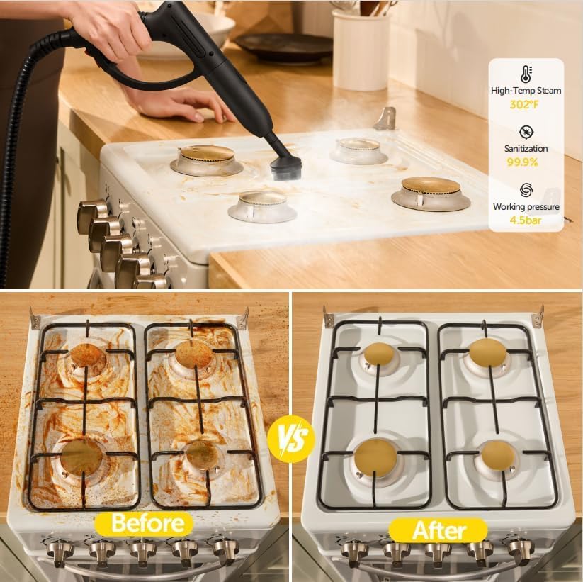 37-in-1 Steam Cleaner mop for Home & Car, 2L Water Tank, 4.3ft Hose, Deep Steam Cleaning for Floors, Tiles, Grout, Windows, Kitchen, Living Room – Multi-Surface Steamer