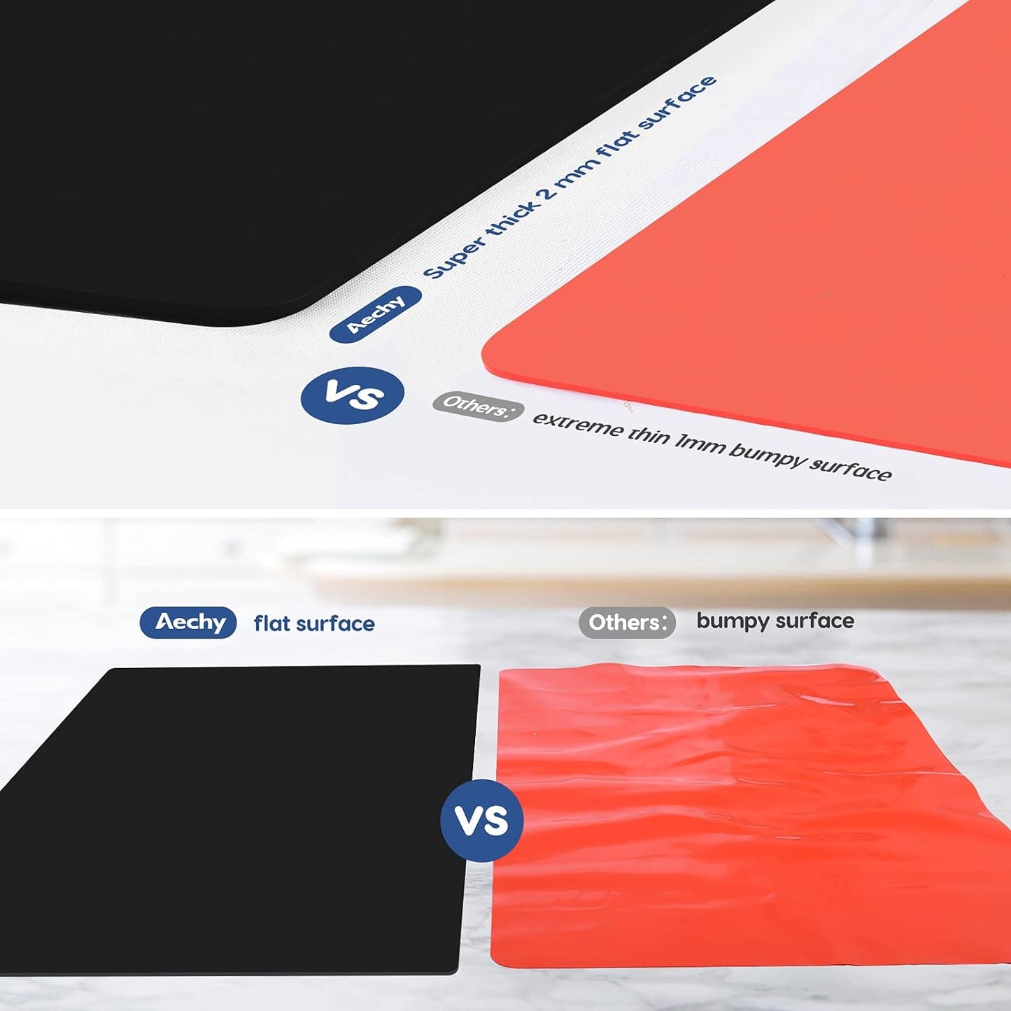 AECHY Extra Large Silicone Mat 35.3"x23.5"x0.08", Multipurpose Silicone Mat Thick Heat Resistant Mat Shipped Rolled Up Kitchen Counter Mat Waterproof Nonslip Silicone Mats for Kitchen Counter Black