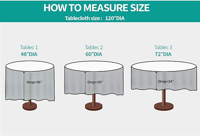 Surmente Ivory Tablecloth for Round Tables, 120-inch Round Table Cloths for Weddings, Banquets, or Restaurants