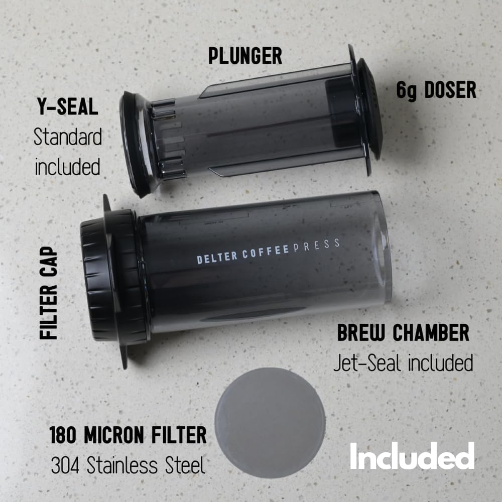 Delter Coffee Press Smoked Grey Edition with Metal Filter Included