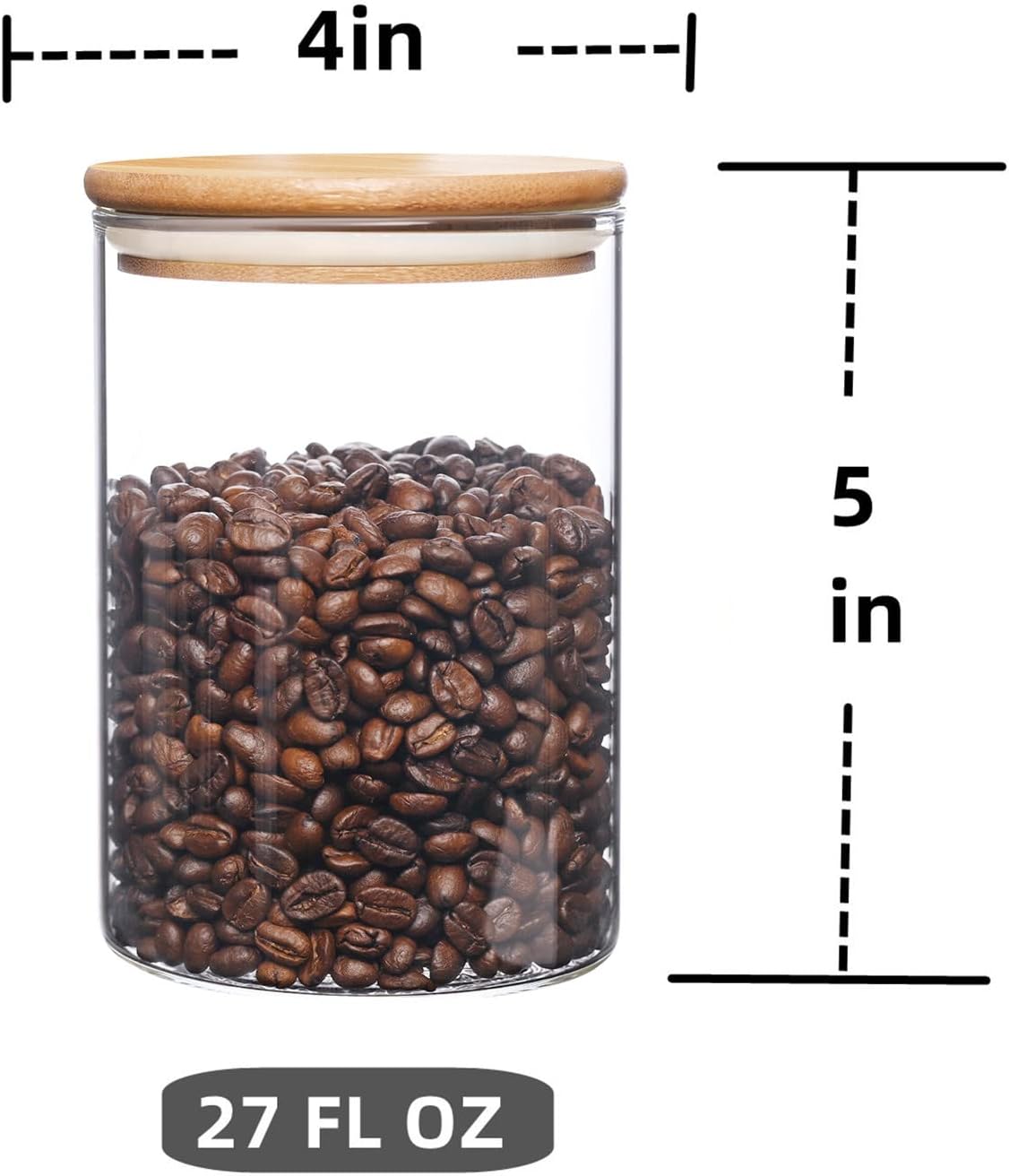 umieo Glass Food Storage Containers with Bamboo Lids Large Glass Food Storage Jars for Coffee Bar Tea Sugar (Clear Glass)