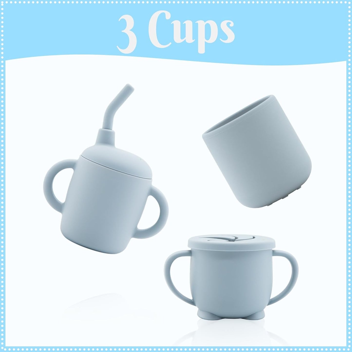 Silicone Baby Feeding Set 10 Pcs, Baby Led Weaning Supplies, BPA Free, Blue