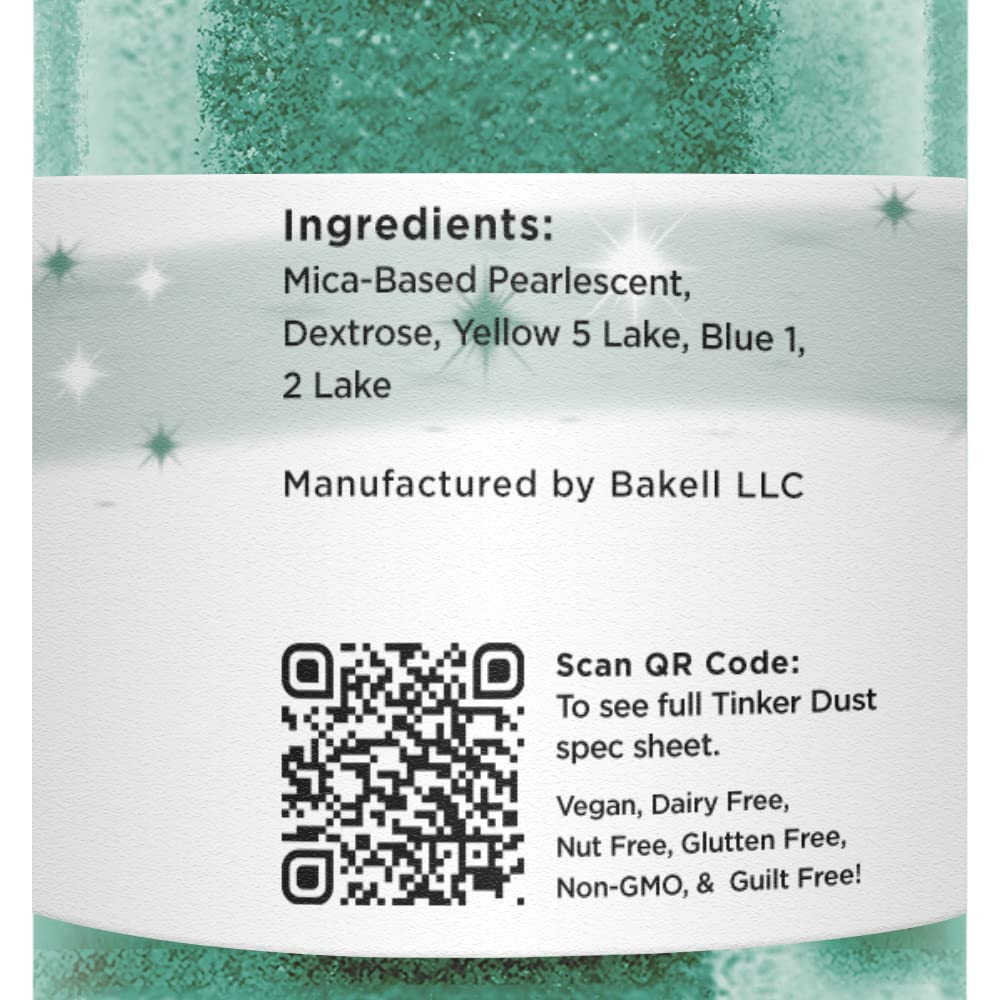 BAKELL Emerald Green Edible Glitter, 50 Grams | TINKER DUST Edible Glitter | KOSHER Certified | 100% Edible Glitter | Cakes, Cupcakes, Cake Pops, Drinks, Dessert Vegan Glitter & Dusts (50g, Emerald Green)