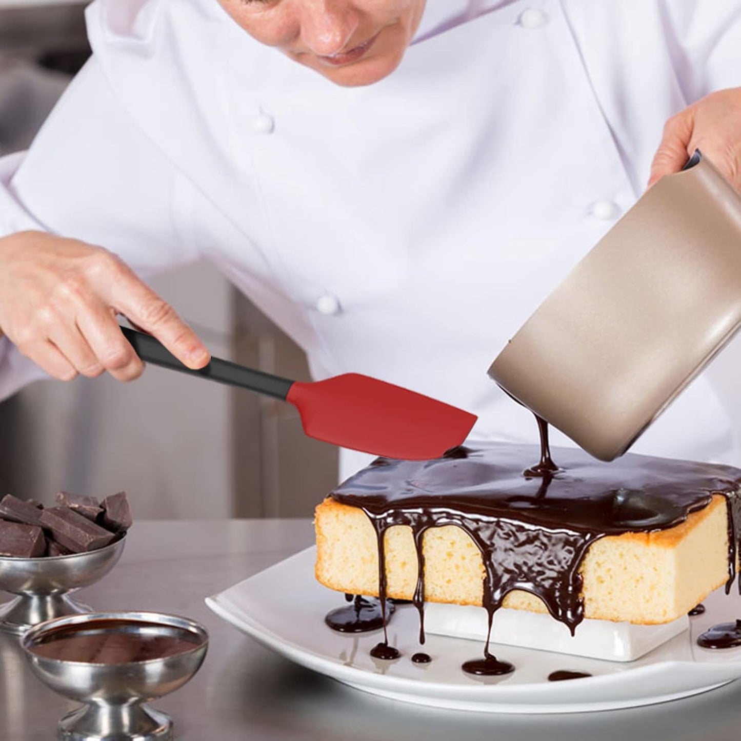 Coukre Silicone Spatula Set of 5,High Temperature Resistant, Food Grade Silicone, Dishwasher Safe, for Baking, Cooking (Red)