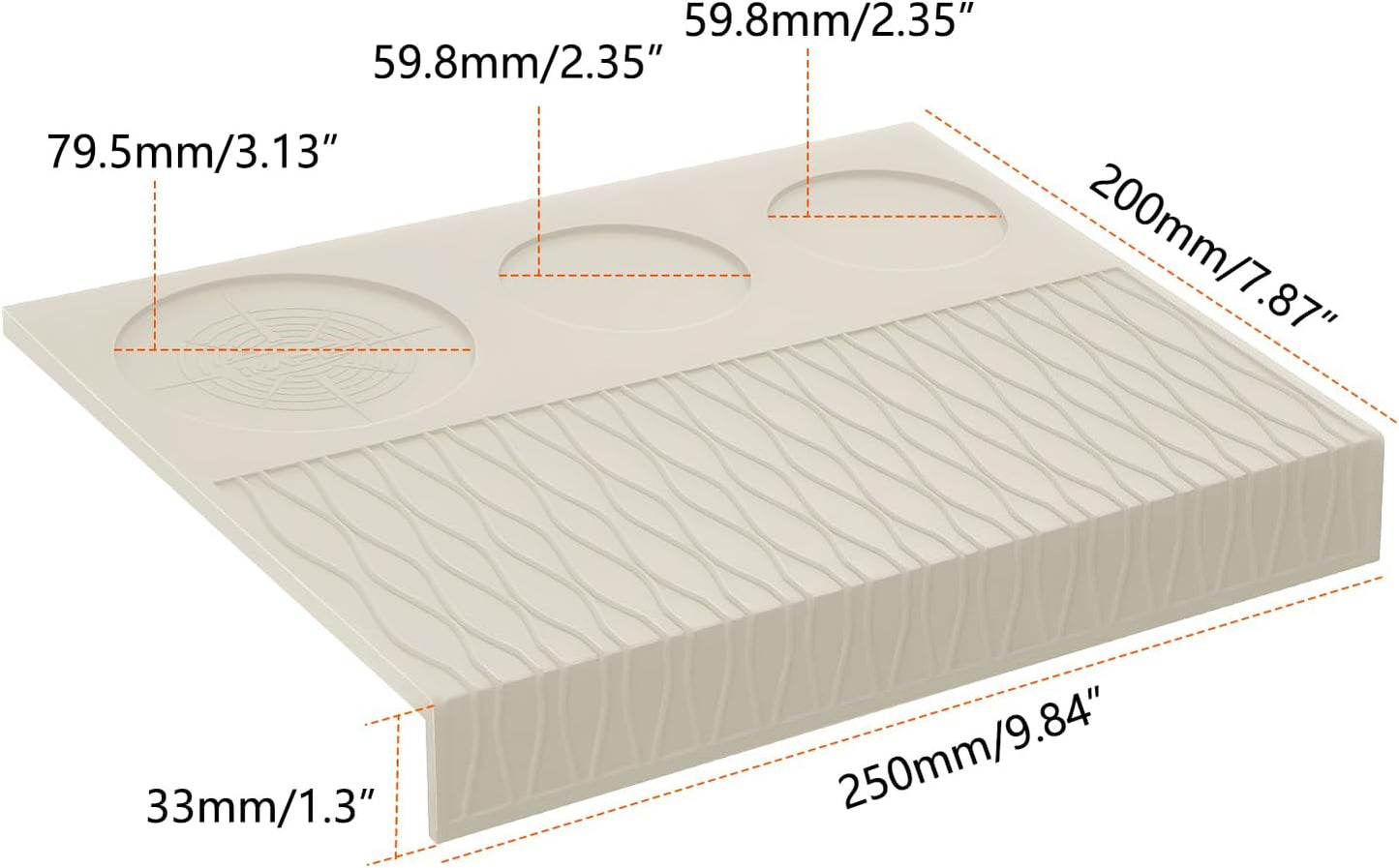 IKAPE Espresso Tamping Mat, Food Grade Silicone Coffee Tamper Mat, Portafilter Tamp Mat Espresso Accessory For Baristas, Waterproof Heat Resistant Tamping Pad Mat for Counter(Cream)