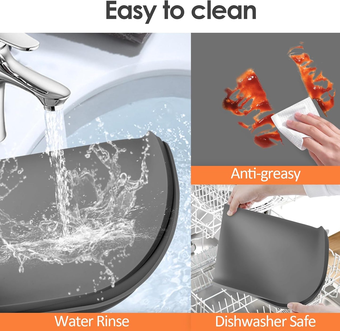 Silicone Coffee Maker Mat with Lip, 24'' x 16'' Heavy Duty Coffee Maker Mat for Countertops, Coffee Tray Fit Under Coffee Machine Appliance Automatic Machines Espresso Accessory, Grey