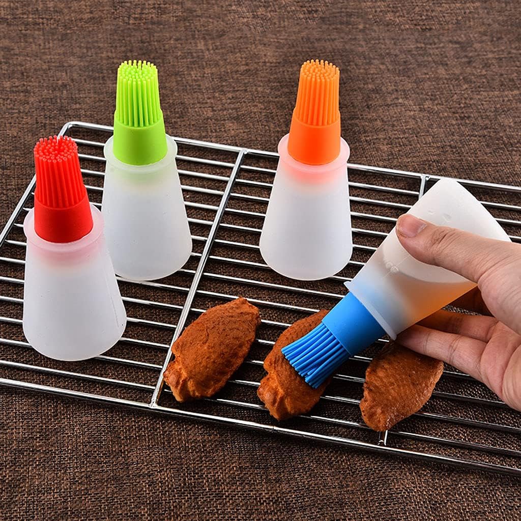 Silicone Oil bottle brush,BBQ/Pastry Basting Brushes,Silicone Cooking Grill Barbecue Baking Pastry Oil/Honey/Sauce Bottle Brush (4 PCS,red)